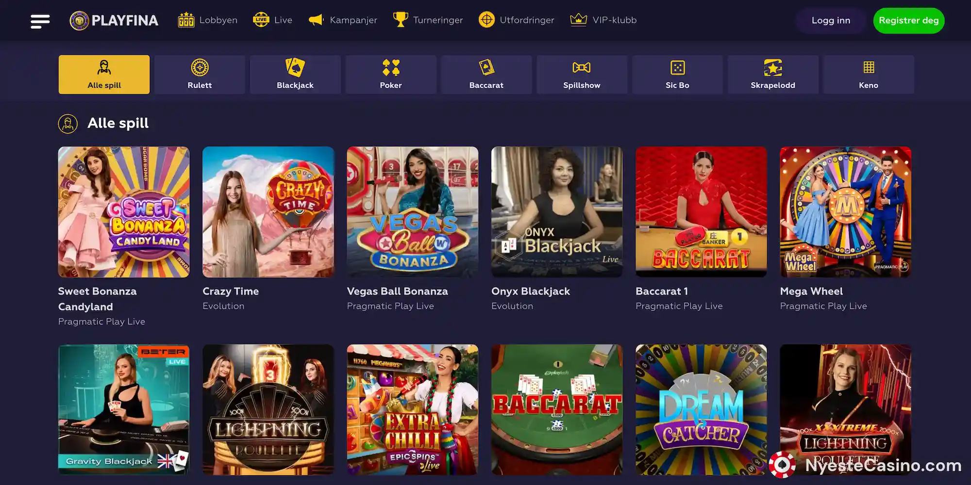 Playfina Casino – Spill og spilleverandører