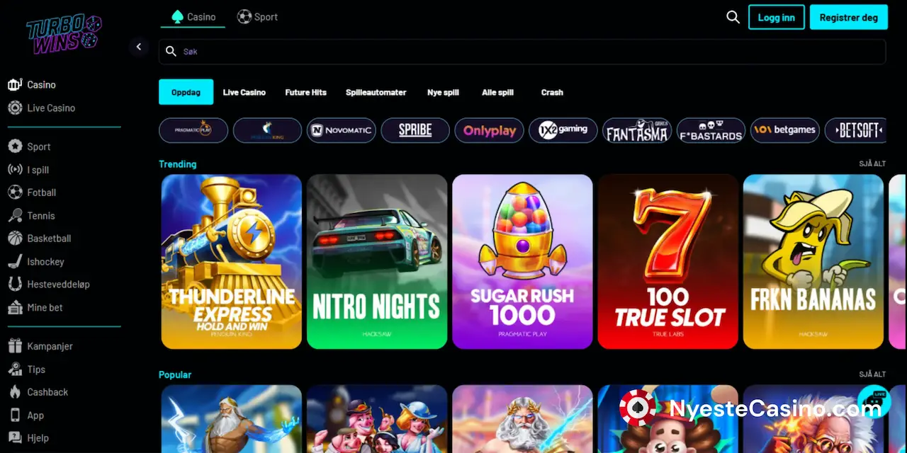 Casinospill hos Turbo Wins.