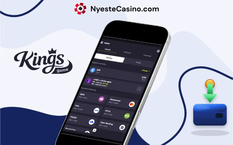 Innskuddsmetoder hos Kings Games Casino.