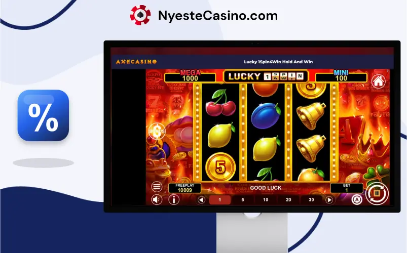 Lucky 1Spin4Win på en skjerm hos Axe Casino.