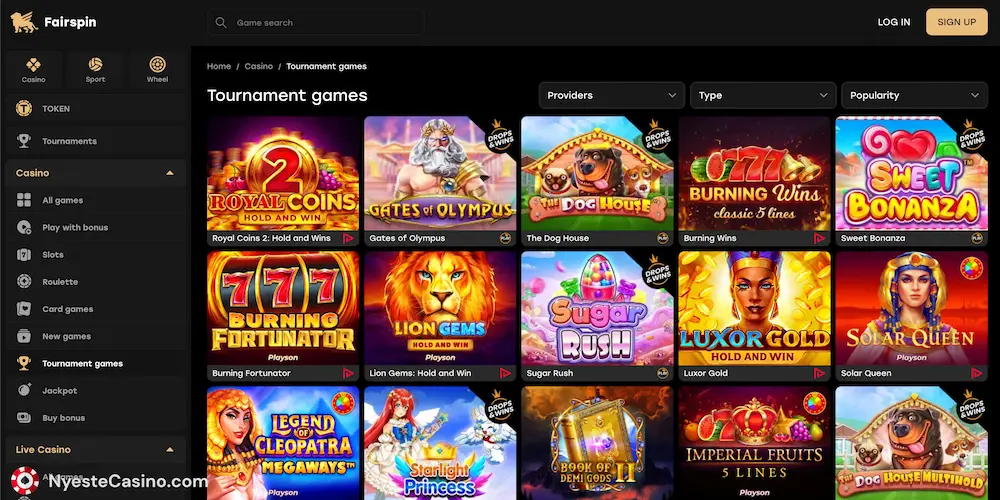 Fairspin.io casino turneringer og events