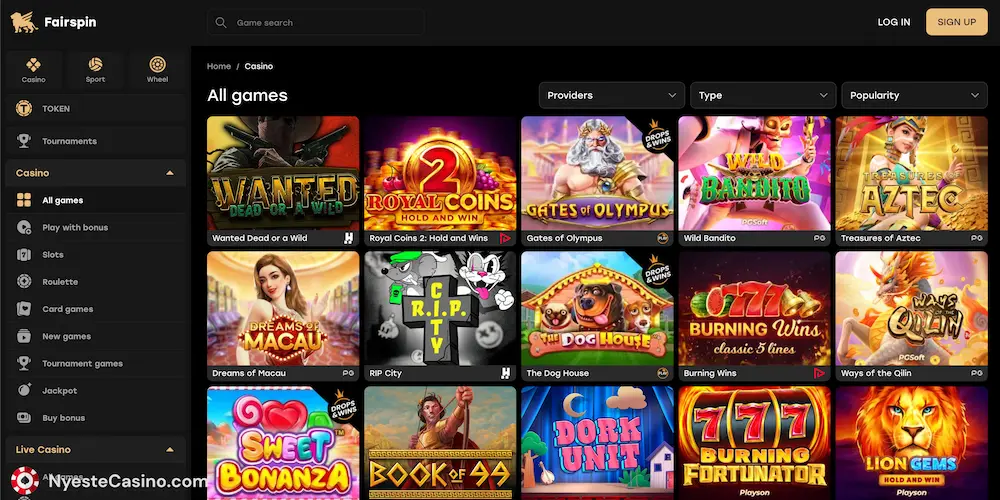Fairspin.io spill og leverandører