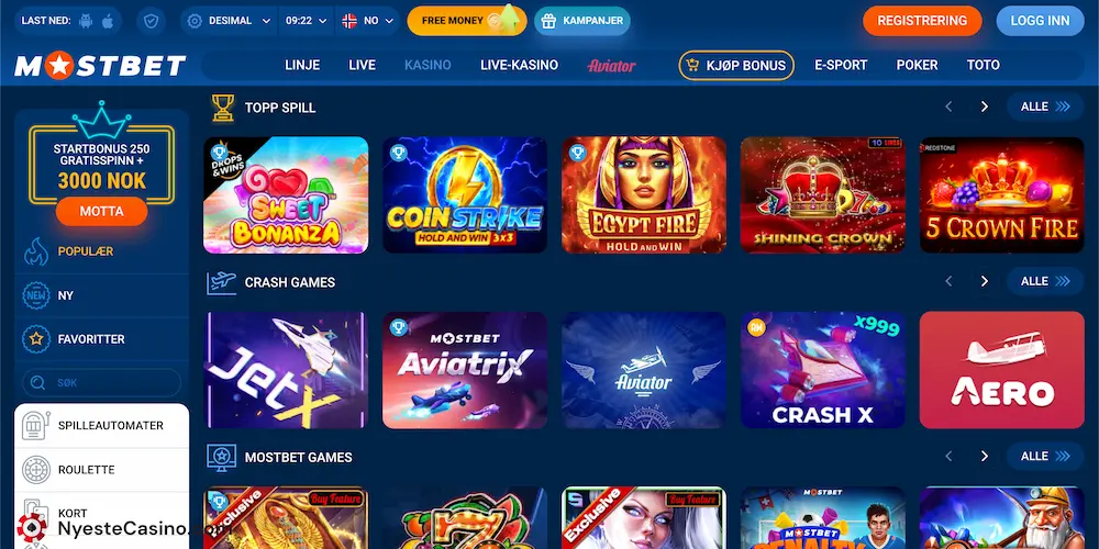 Mostbet Casino – Spill og spilleverandører