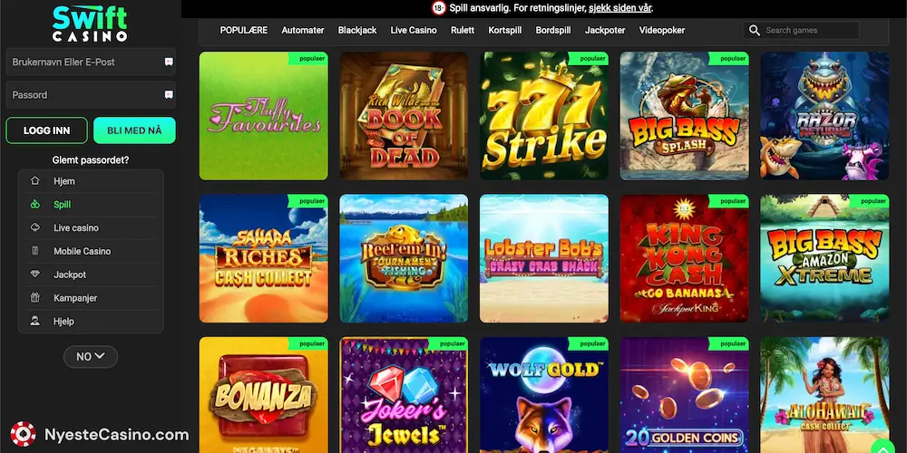 Spillutvalget på Swift Casino