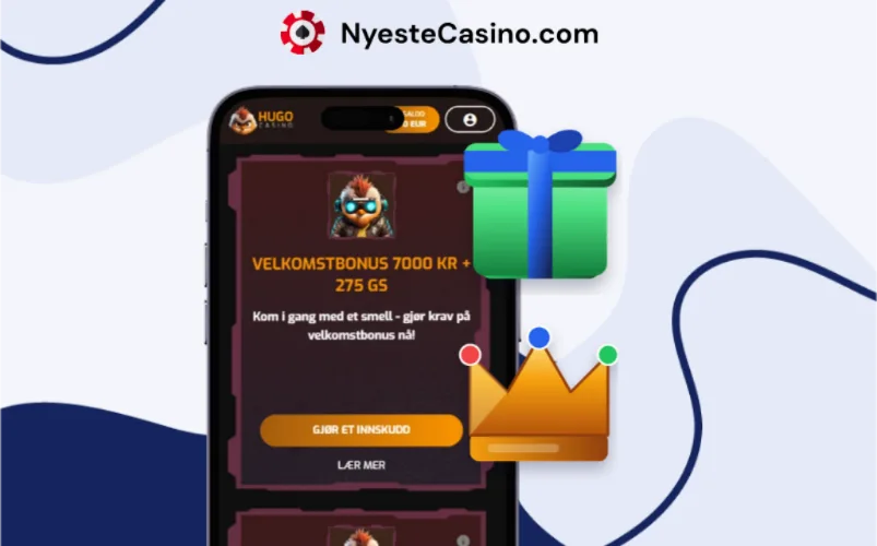 Velkomstbonus på mobilcasino med gave- og kroneikoner