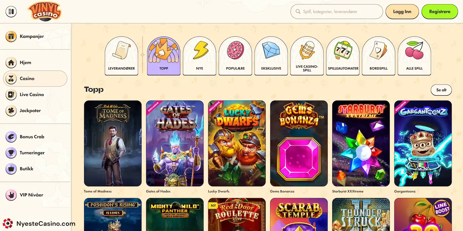 Vinyl casino spillutvalg
