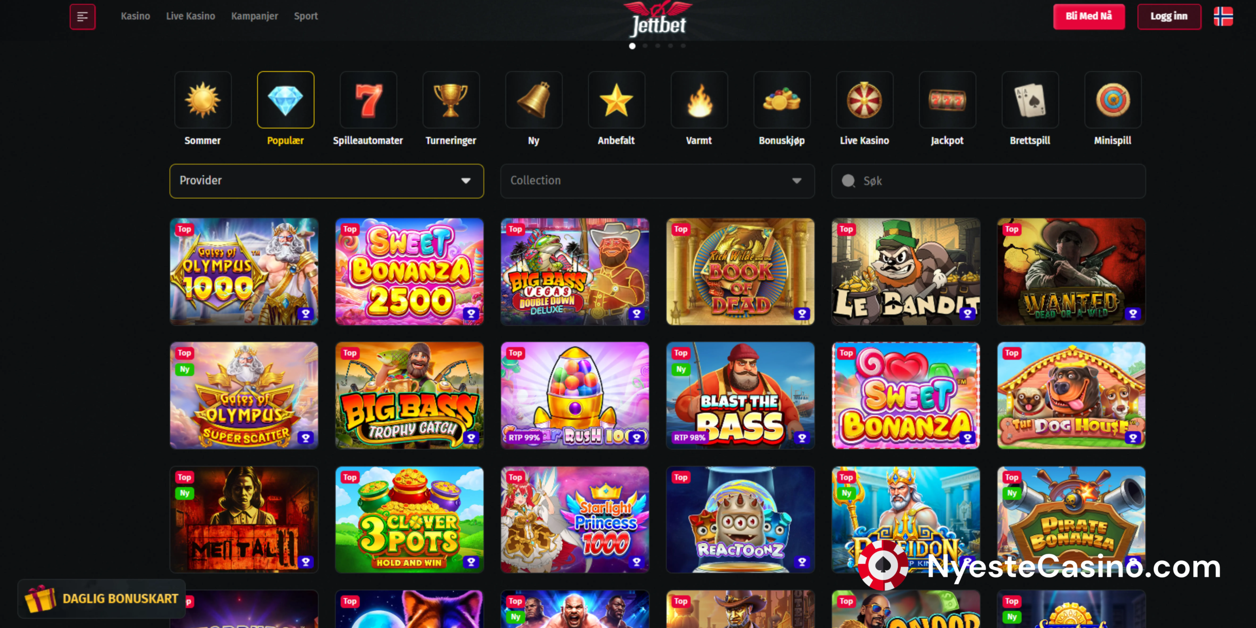Jettbets casinospill.