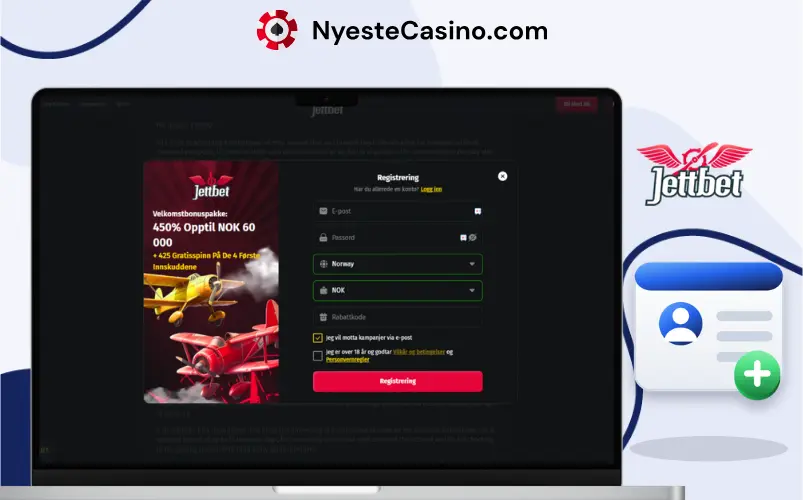 Registrering på Jettbet Casino.