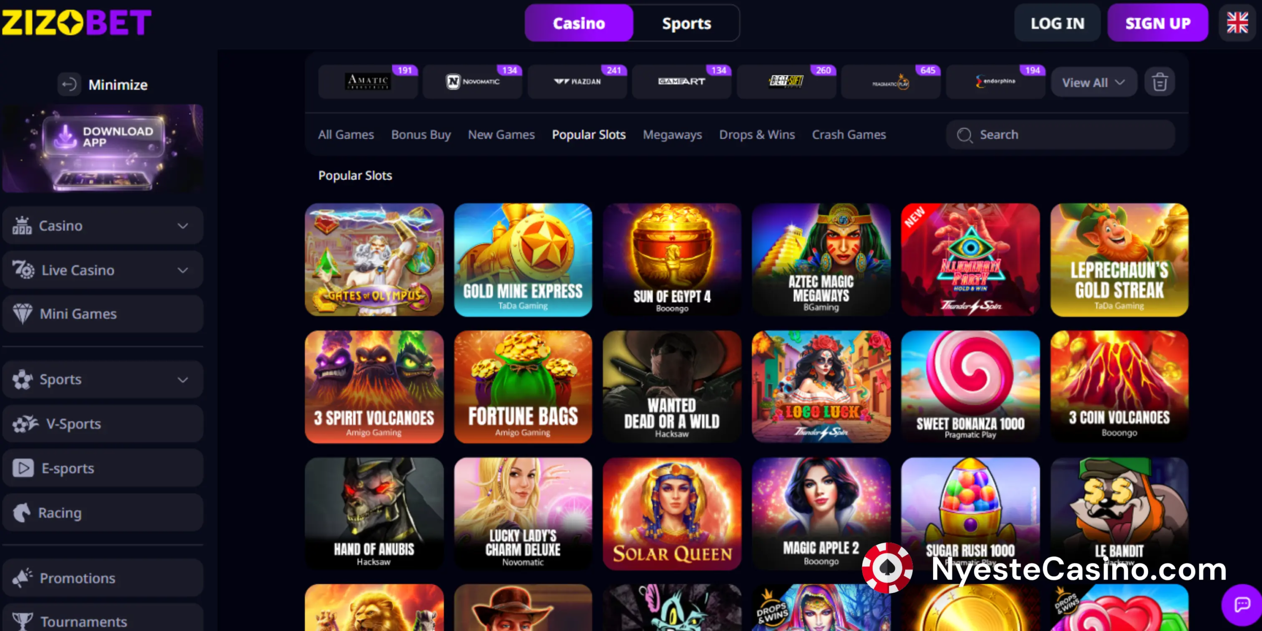 Populære spilleautomater hos Zizobet Casino.