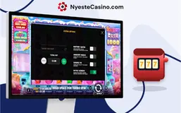 En dataskjerm som viser innstillinger og innsatsmeny for Sugar Rush 1000 automat.