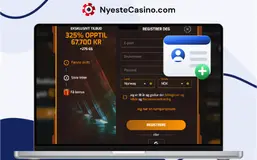 Registreringsskjema for konto med ID-ikon vist på et casino på nett.