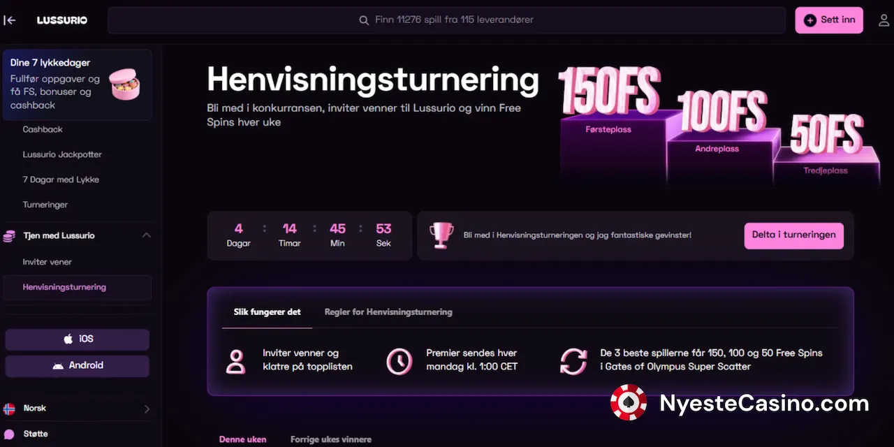 Henvisningsordningen hos Lussurio Casino.