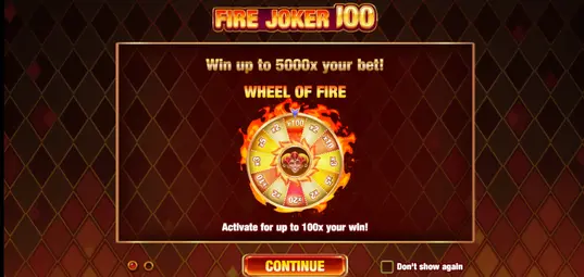 Fire Joker 100 Re-Spin of Fire-funksjon med stablede stjerner og jokersymboler