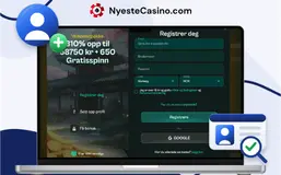 Skjermen på en bærbar PC som viser et registreringsskjema for en nettcasino-konto.
