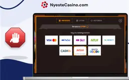 Innskuddssiden på nettcasinoet viser betalingsalternativer som Visa, Skrill, Neteller og Jeton.