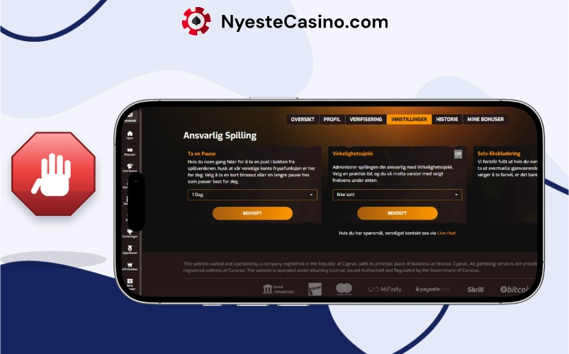 Ansvarlig spilling og spillergrenser på mobil hos casino.