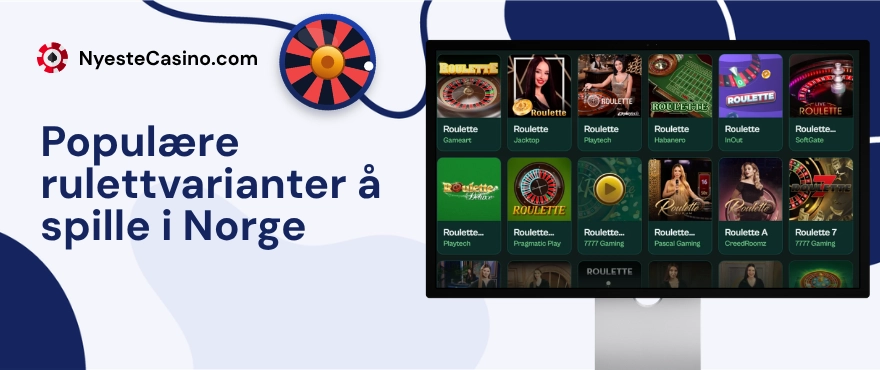 Banner for populære rulettvarianter man kan spille i Norge på NyesteCasino.com