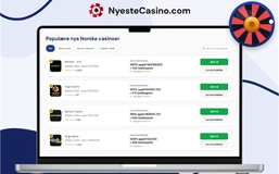 Skjermbilde fra en bærbar PC som viser et populært nettcasino med online rulett.