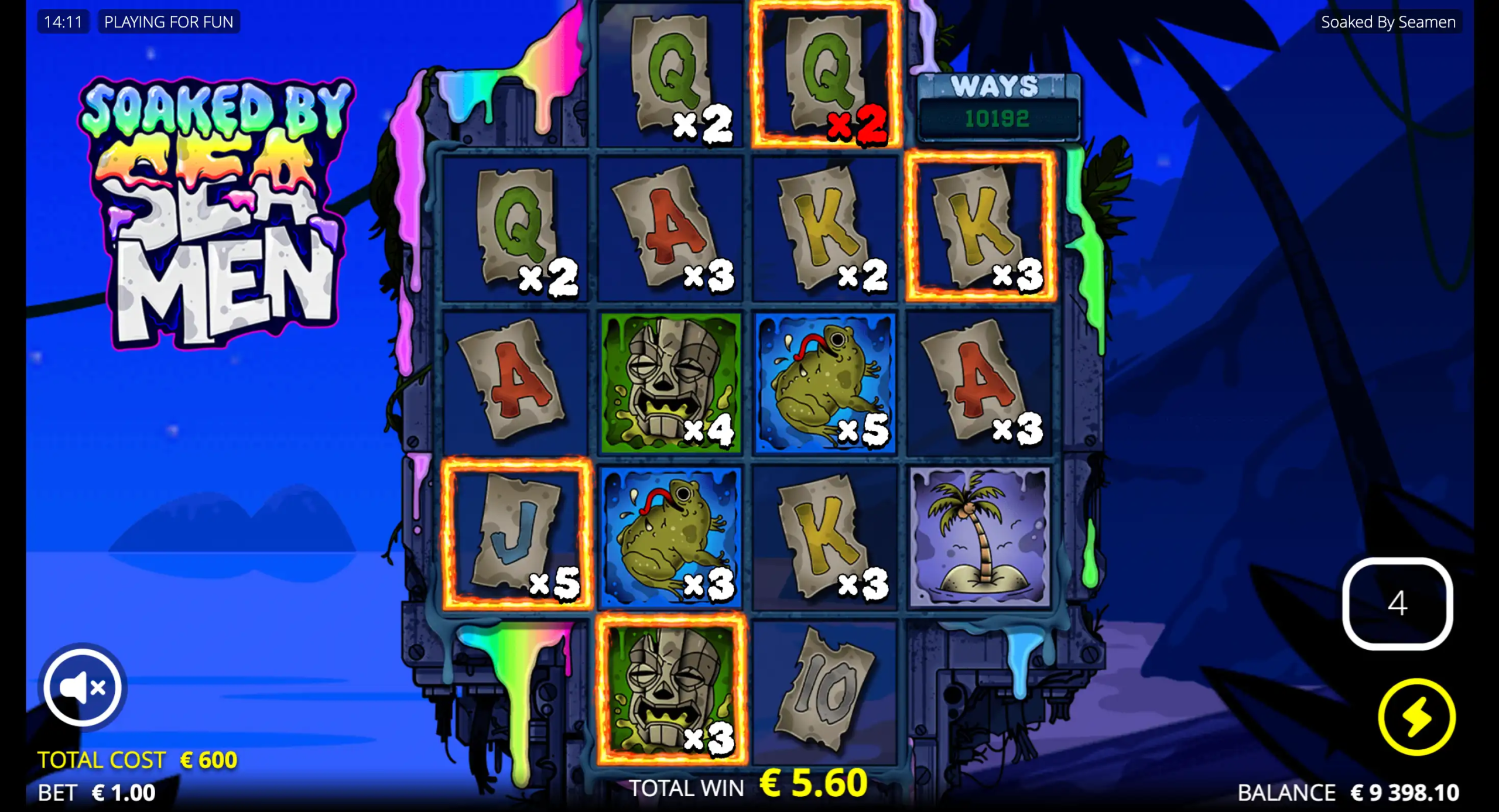 Soaked by Seamen-spilleautomat med x2–x5-multiplikatorer og gevinst på €5,60