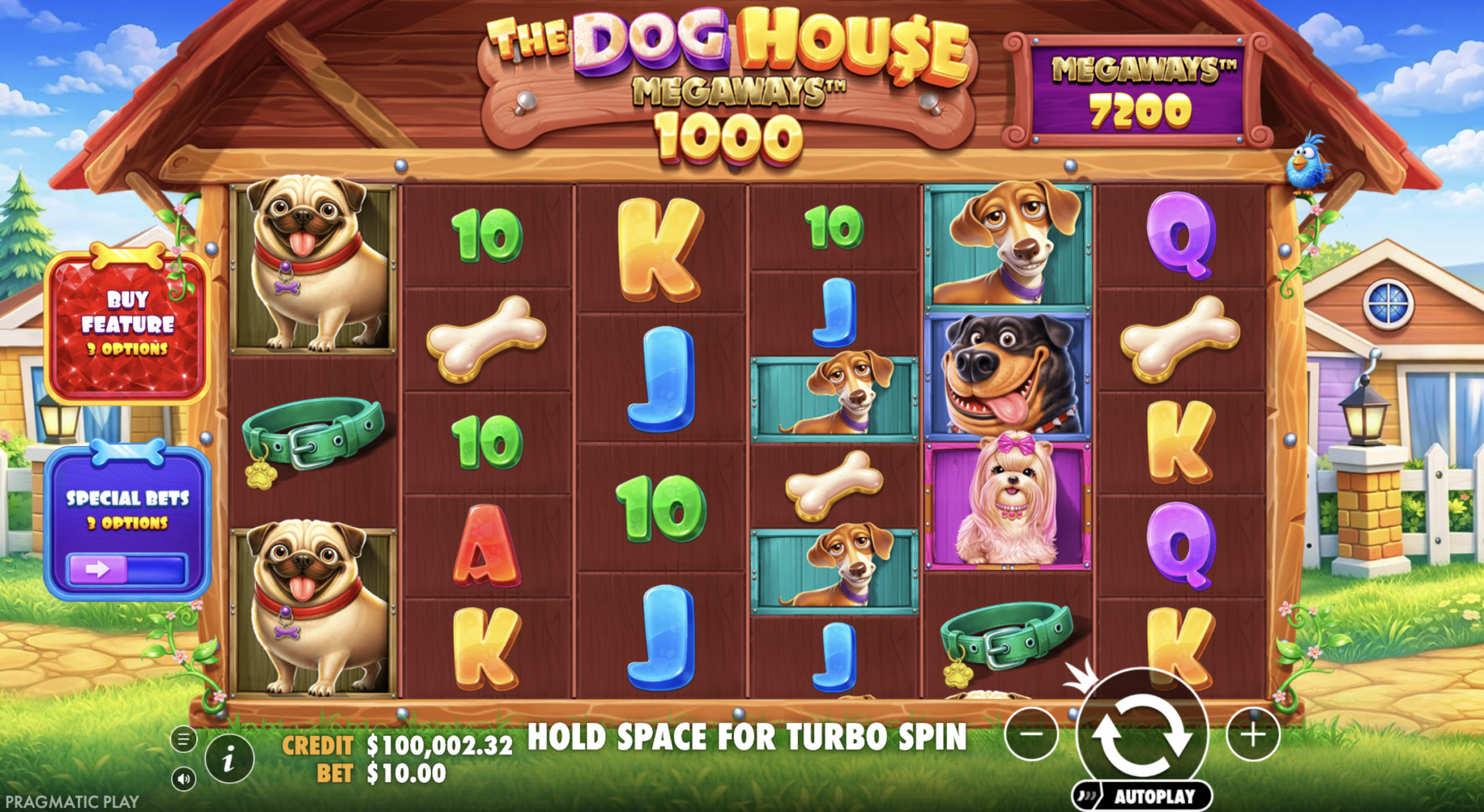 The Dog House Megaways-spill med hundesymboler og fargerike hjul