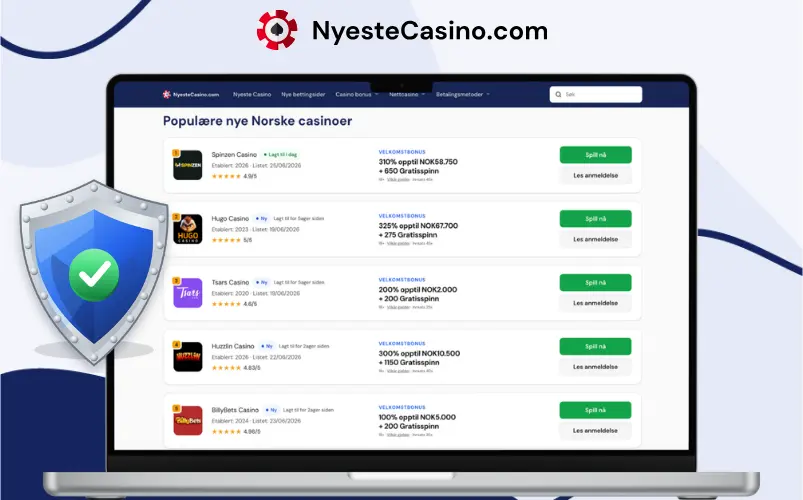 Lisensierte nettcasinoer på en bærbar PC.