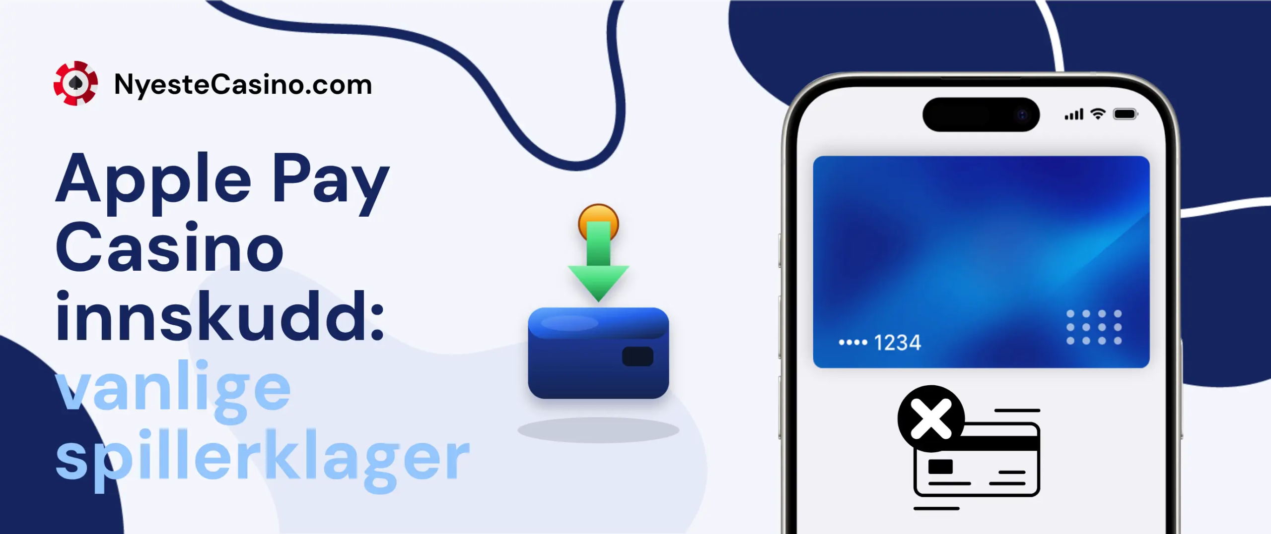 Apple Pay på en telefon som viser et symbol for mislykket betaling.