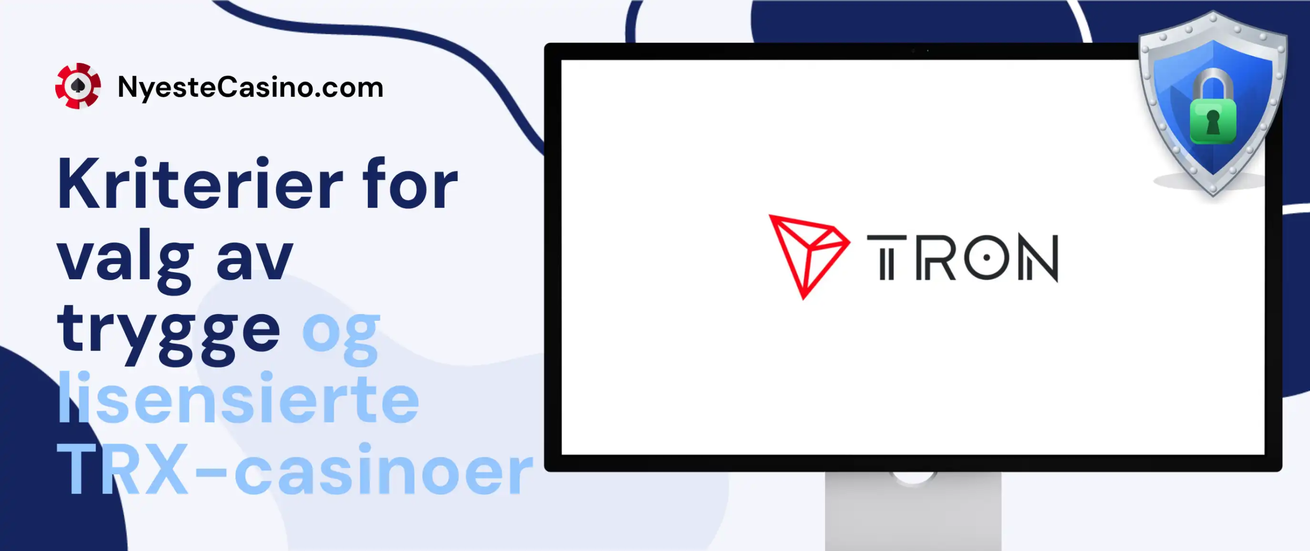 Skjerm med TRON-logo og sikkerhetssymbol for kryptobetalinger.