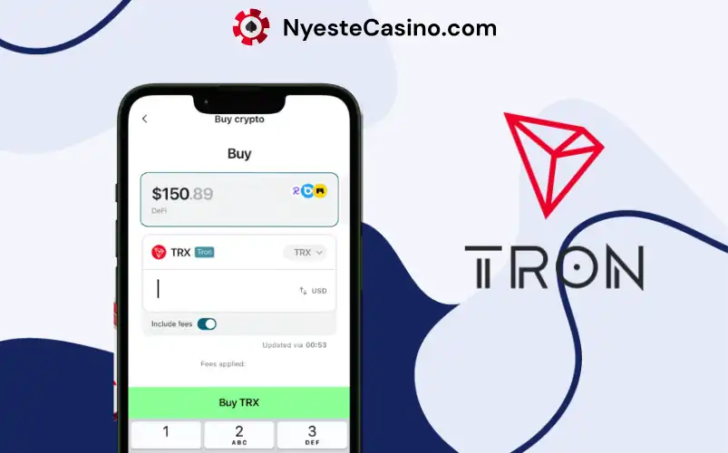 Kjøp av TRX-kryptovaluta via mobilapp.