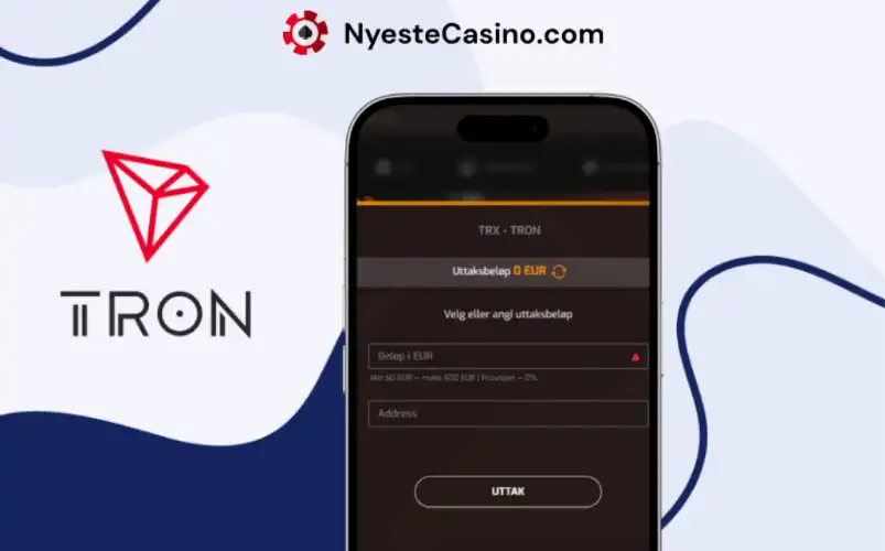 TRX-utbetaling fra casino via Tron-nettverket på mobil.