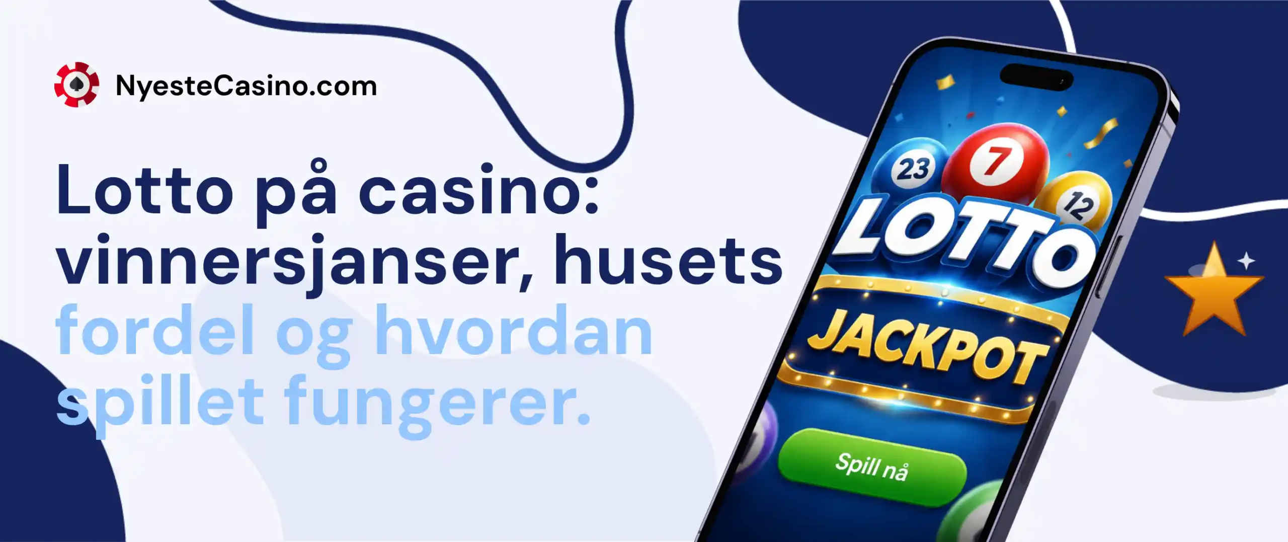 Lotto på en mobiltelefon med tekst mot en blå/hvit bakgrunn.